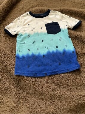 Boys Ombre Blue Pocket Tee with Skate Print